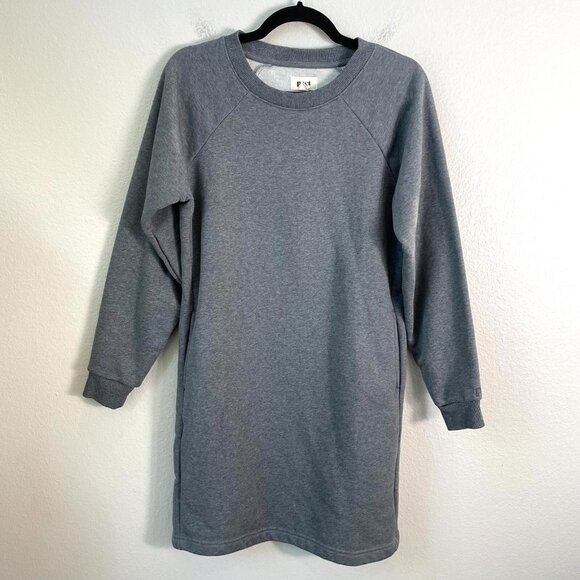 Pact Womens Small Gray Courtside Sweatshirt Dress Long Sleeve Organic Cotton - Picture 2 of 10